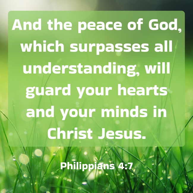 And the peace of God, which surpasses all understanding, will guard your hearts and your minds in Christ Jesus. - Philippians 4:7