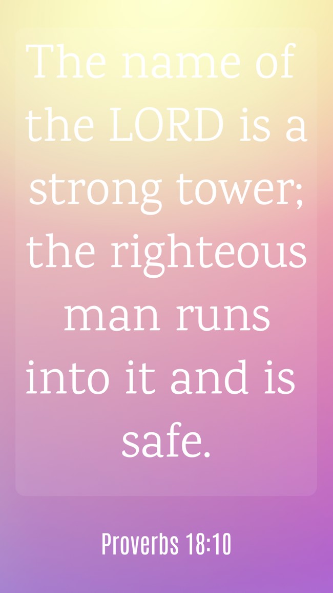 The name of the LORD is a strong tower; the righteous man runs into it and is safe. - Proverbs 18:10