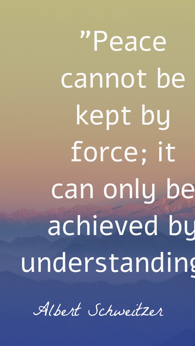 Peace cannot be kept by force; it can only be achieved by understanding. - Albert Schweitzer