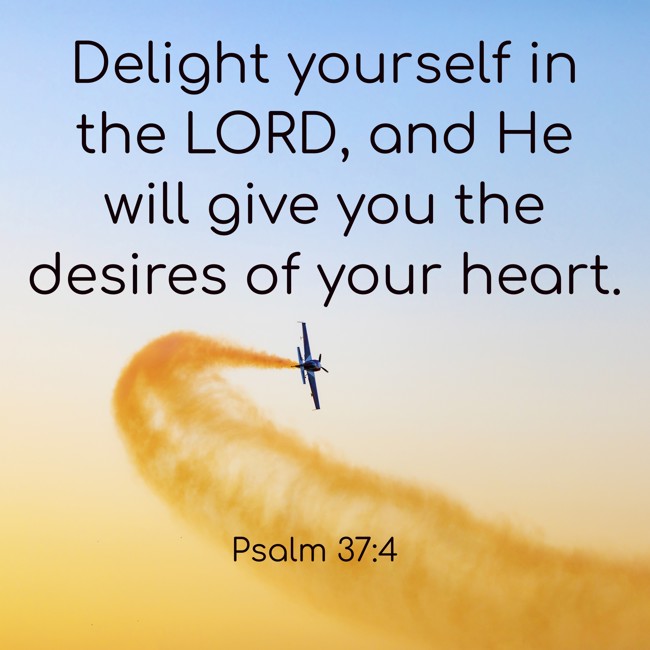 Delight yourself in the LORD, and He will give you the desires of your heart. - Psalm 37:4