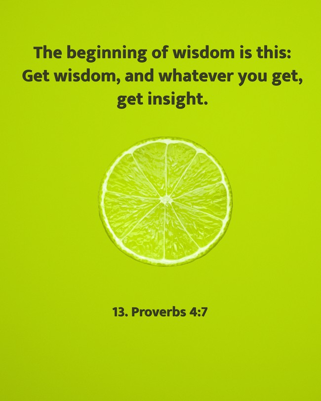 The beginning of wisdom is this: Get wisdom, and whatever you get, get insight. - 13. Proverbs 4:7