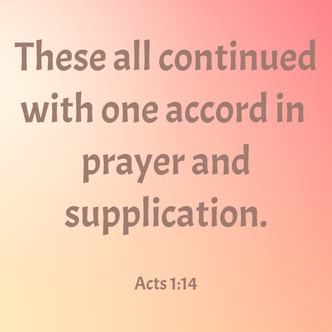  These all continued with one accord in prayer and supplication.   - Acts 1:14 