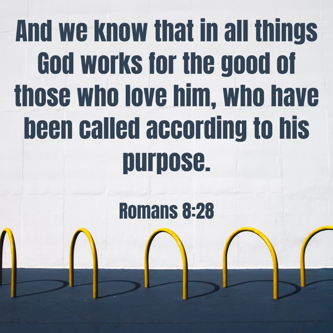  And we know that in all things God works for the good of those who love him, who have been called according to his purpose.   - Romans 8:28 
