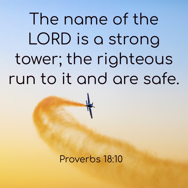 The name of the LORD is a strong tower; the righteous run to it and are safe. - Proverbs 18:10