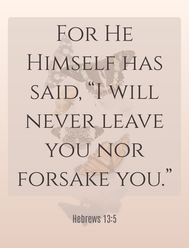 For He Himself has said, “I will never leave you nor forsake you.” - Hebrews 13:5