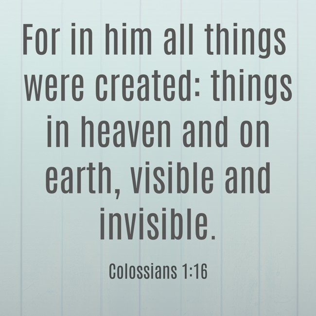 For in him all things were created: things in heaven and on earth, visible and invisible. - Colossians 1:16