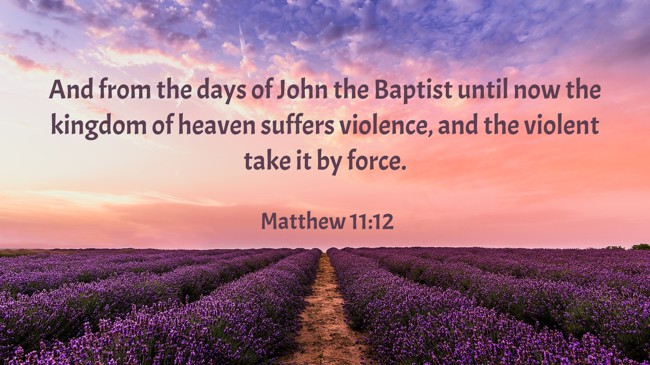 And from the days of John the Baptist until now the kingdom of heaven suffers violence, and the violent take it by force. - Matthew 11:12