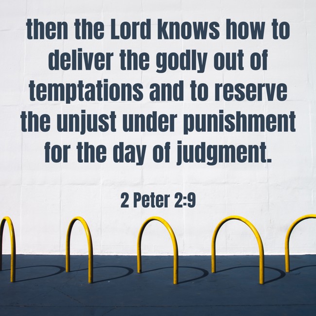 then the Lord knows how to deliver the godly out of temptations and to reserve the unjust under punishment for the day of judgment. - 2 Peter 2:9
