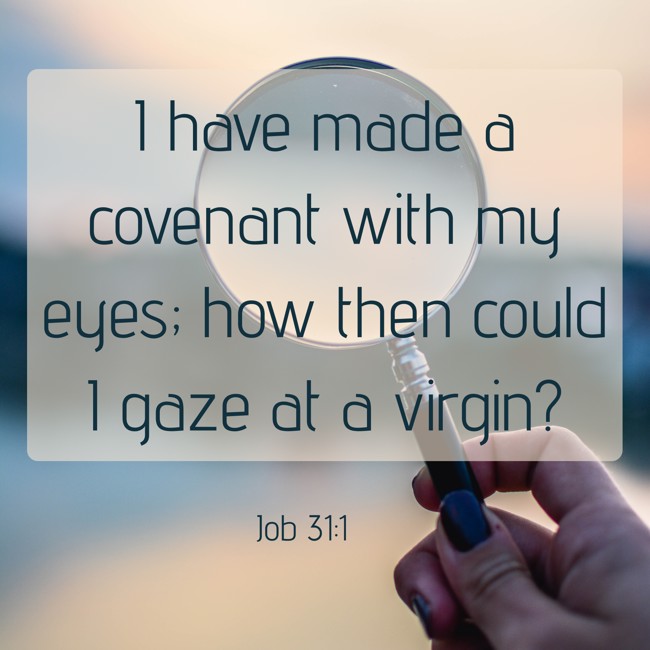 I have made a covenant with my eyes; how then could I gaze at a virgin? - Job 31:1
