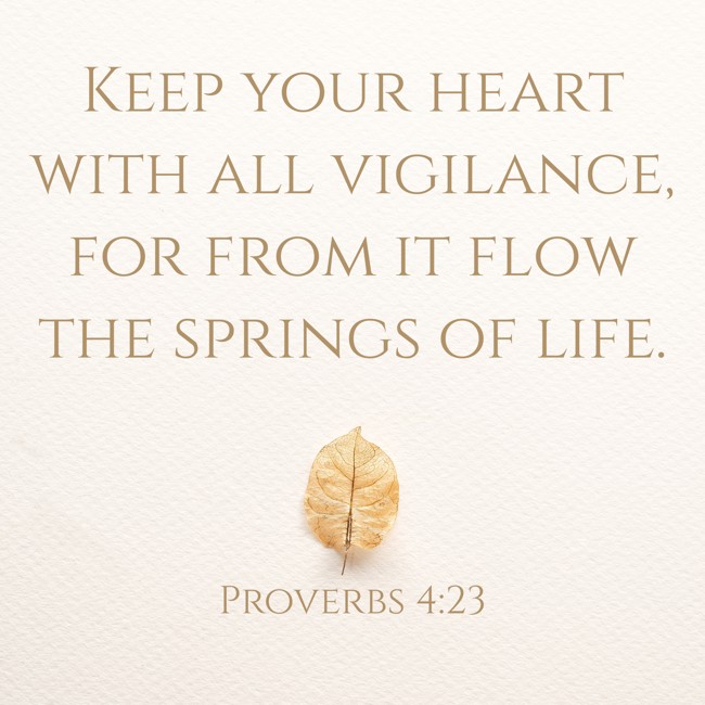 Keep your heart with all vigilance, for from it flow the springs of life. - Proverbs 4:23