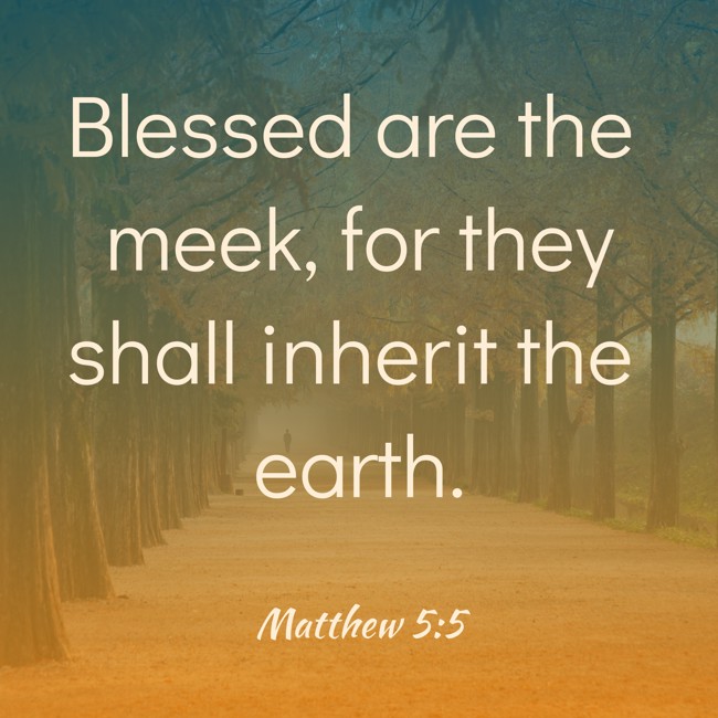Blessed are the meek, for they shall inherit the earth. - Matthew 5:5