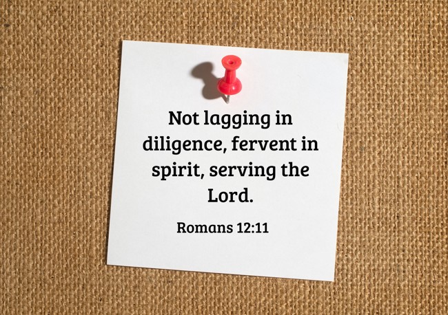 Not lagging in diligence, fervent in spirit, serving the Lord. - Romans 12:11