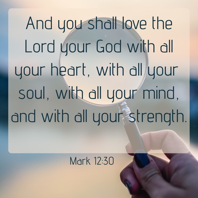 And you shall love the Lord your God with all your heart, with all your soul, with all your mind, and with all your strength. - Mark 12:30