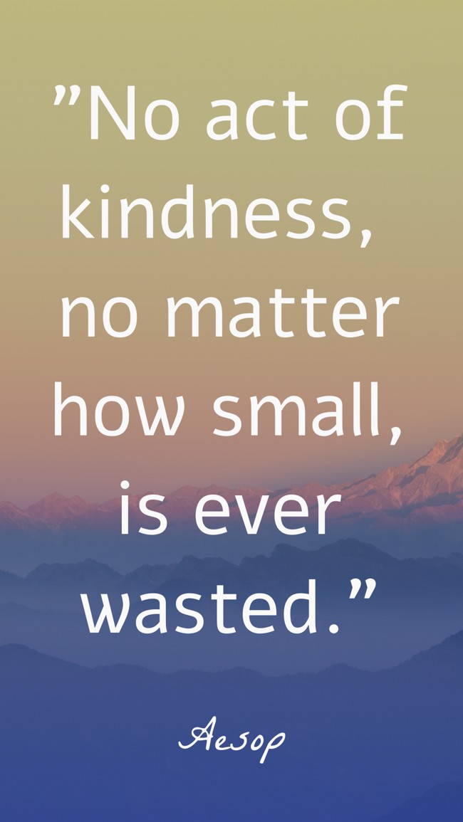 No act of kindness, no matter how small, is ever wasted. - Aesop