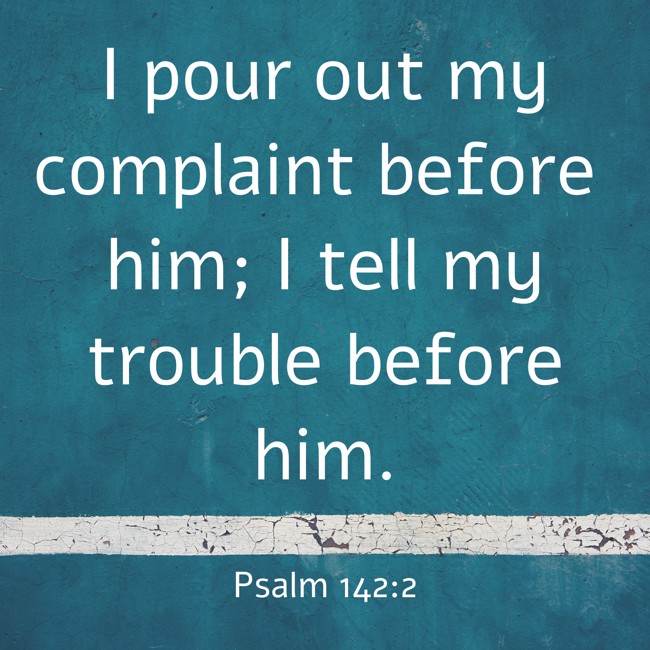 I pour out my complaint before him; I tell my trouble before him. - Psalm 142:2