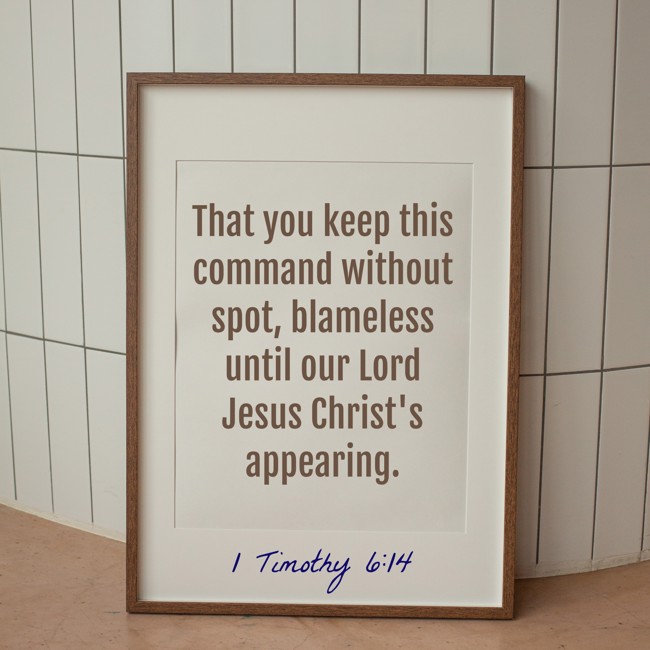 That you keep this command without spot, blameless until our Lord Jesus Christ's appearing. - 1 Timothy 6:14