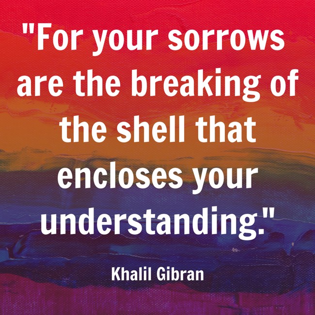 For your sorrows are the breaking of the shell that encloses your understanding. - Khalil Gibran
