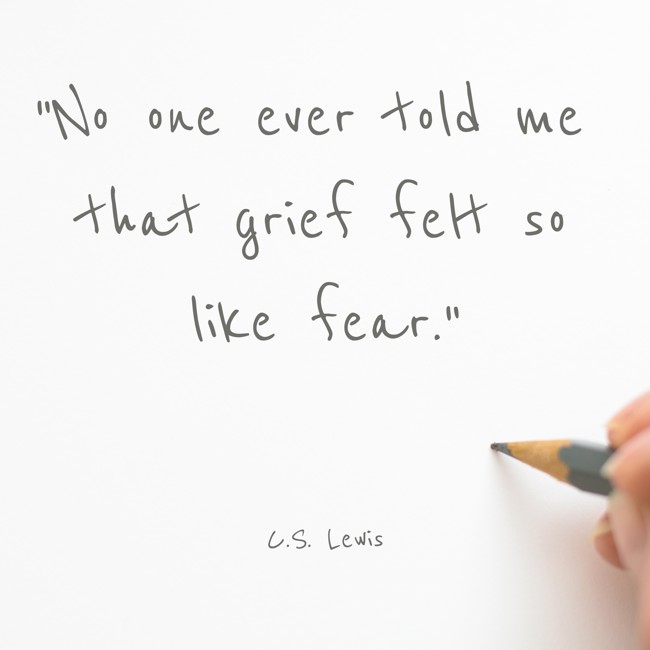 No one ever told me that grief felt so like fear. - C.S. Lewis