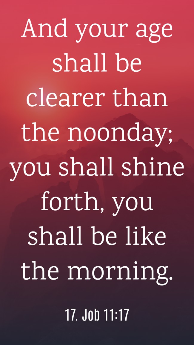 And your age shall be clearer than the noonday; you shall shine forth, you shall be like the morning. - 17. Job 11:17