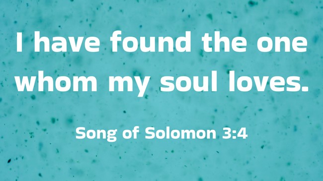 I have found the one whom my soul loves. - Song of Solomon 3:4