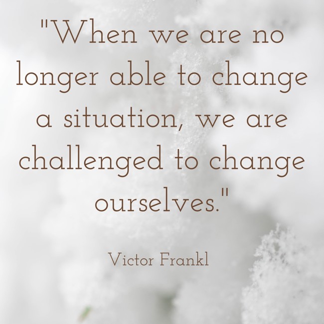 When we are no longer able to change a situation, we are challenged to change ourselves. - Victor Frankl