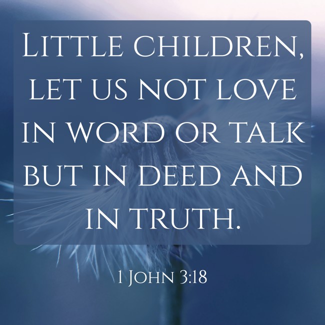 Little children, let us not love in word or talk but in deed and in truth. - 1 John 3:18