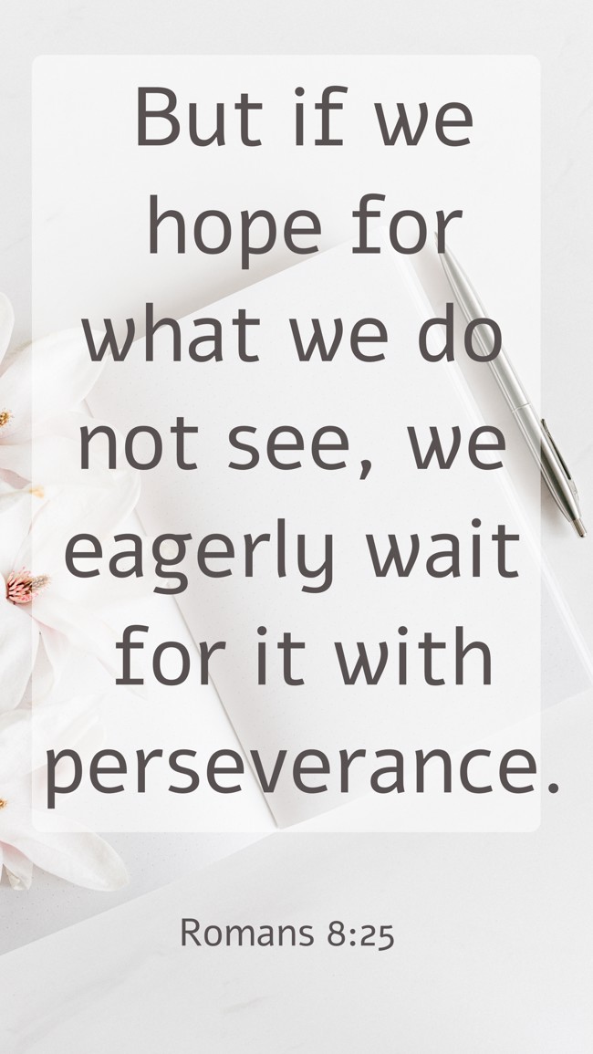 But if we hope for what we do not see, we eagerly wait for it with perseverance. - Romans 8:25