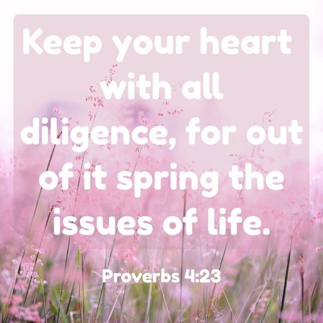 Keep your heart with all diligence, for out of it spring the issues of life. - Proverbs 4:23