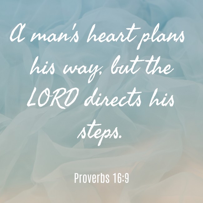 A man's heart plans his way, but the LORD directs his steps. - Proverbs 16:9