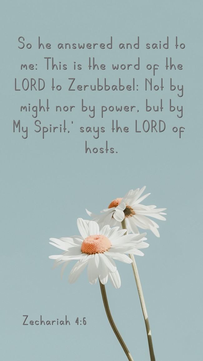So he answered and said to me: This is the word of the LORD to Zerubbabel: Not by might nor by power, but by My Spirit,' says the LORD of hosts. - Zechariah 4:6