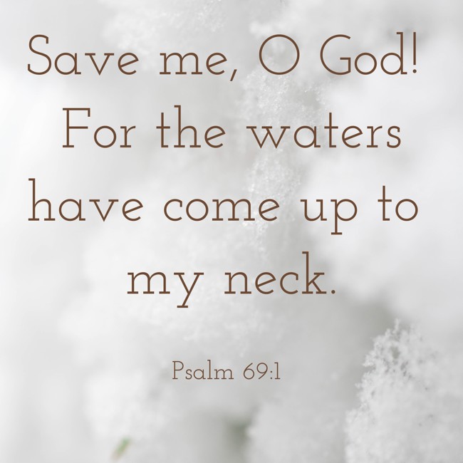 Save me, O God! For the waters have come up to my neck. - Psalm 69:1