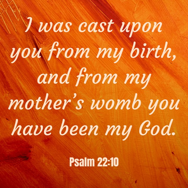 I was cast upon you from my birth, and from my mother’s womb you have been my God. - Psalm 22:10