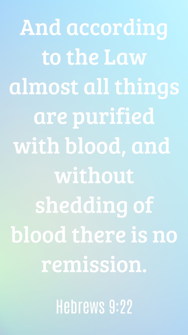 And according to the Law almost all things are purified with blood, and without shedding of blood there is no remission. - Hebrews 9:22