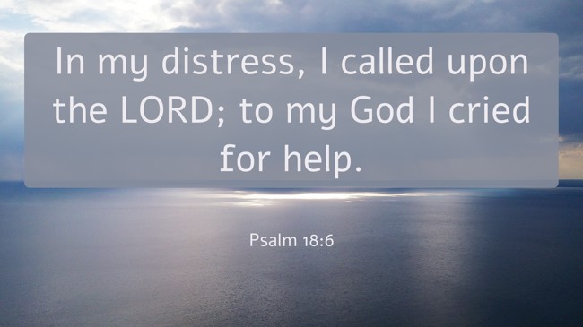 In my distress, I called upon the LORD; to my God I cried for help. - Psalm 18:6