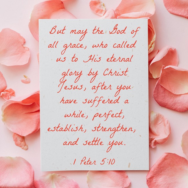 But may the God of all grace, who called us to His eternal glory by Christ Jesus, after you have suffered a while, perfect, establish, strengthen, and settle you. - 1 Peter 5:10