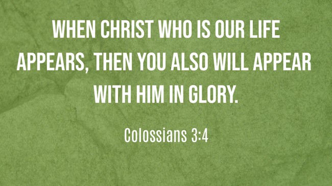 When Christ who is our life appears, then you also will appear with Him in glory. - Colossians 3:4