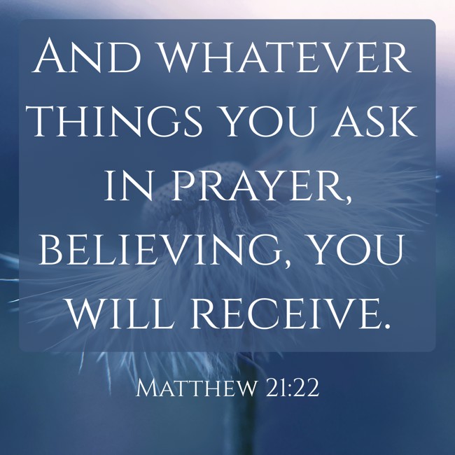 And whatever things you ask in prayer, believing, you will receive. - Matthew 21:22