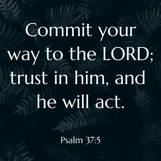 Commit your way to the LORD; trust in him, and he will act.   - Psalm 37:5