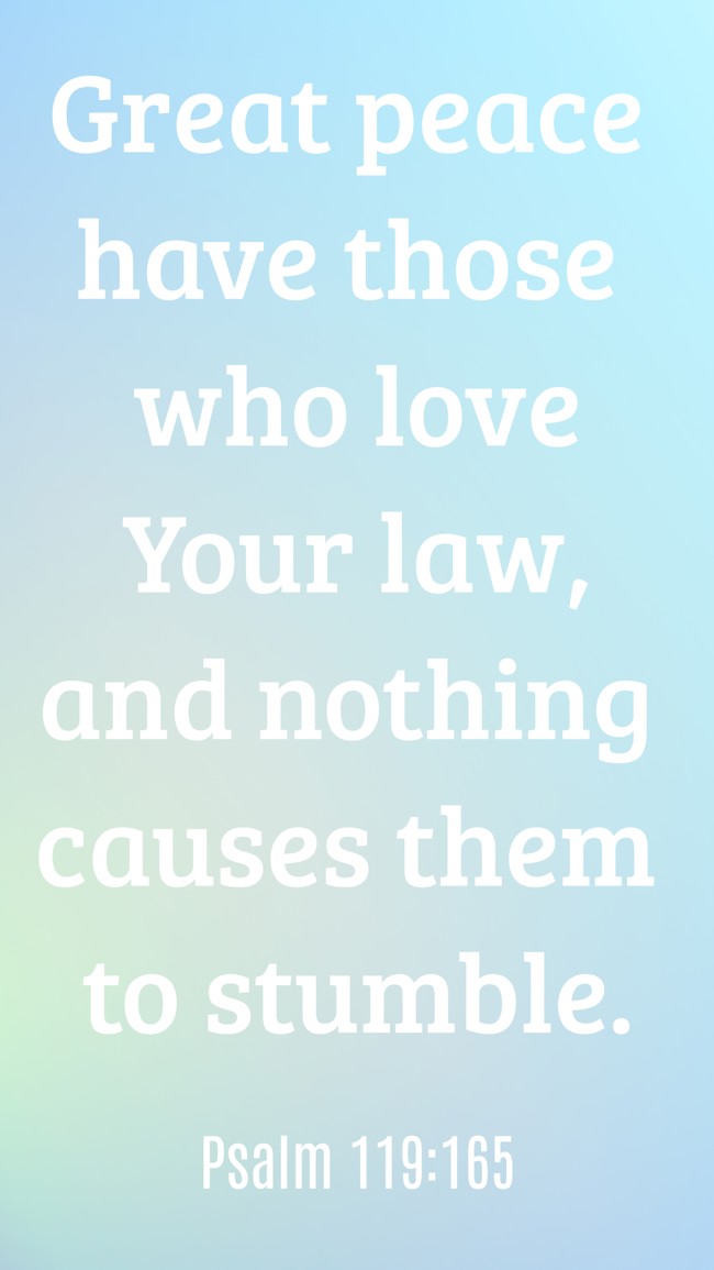 Great peace have those who love Your law, and nothing causes them to stumble. - Psalm 119:165