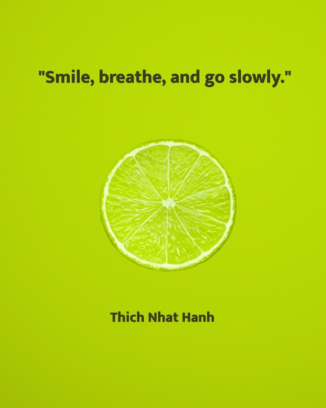 Smile, breathe, and go slowly. - Thich Nhat Hanh