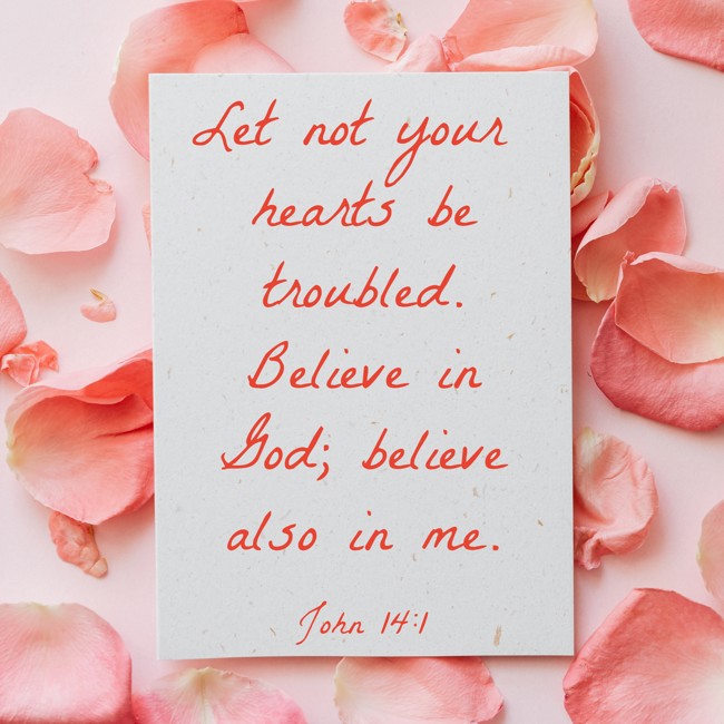 Let not your hearts be troubled. Believe in God; believe also in me. - John 14:1