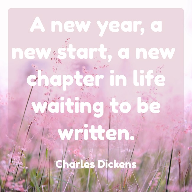A new year, a new start, a new chapter in life waiting to be written. - Charles Dickens