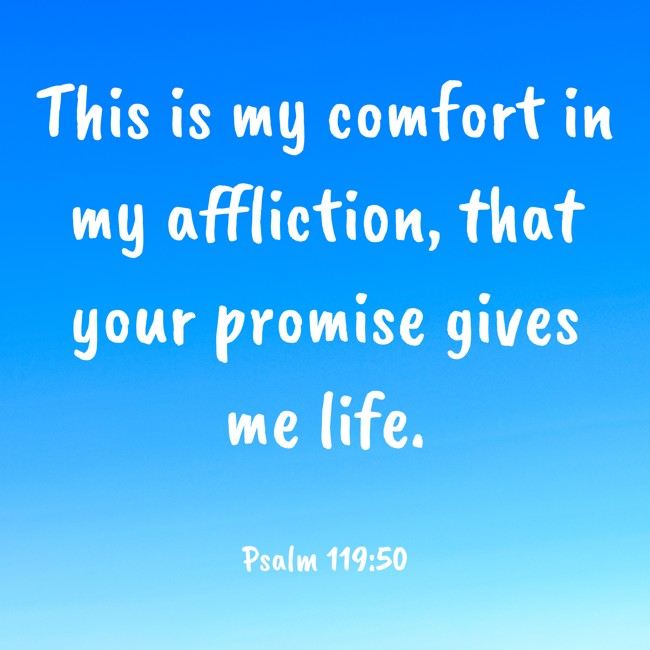 This is my comfort in my affliction, that your promise gives me life. - Psalm 119:50
