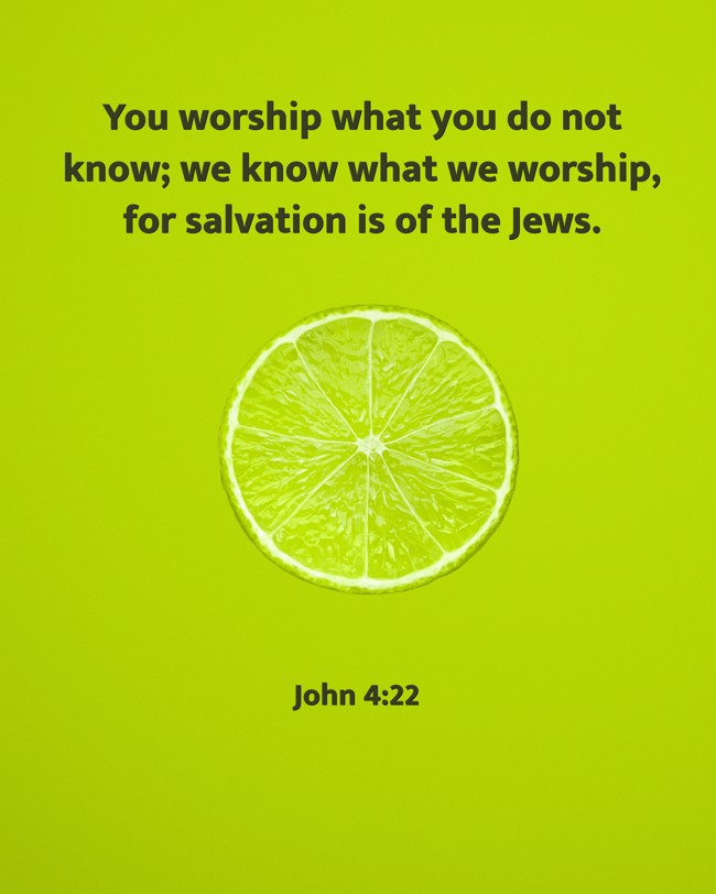  You worship what you do not know; we know what we worship, for salvation is of the Jews.   - John 4:22 