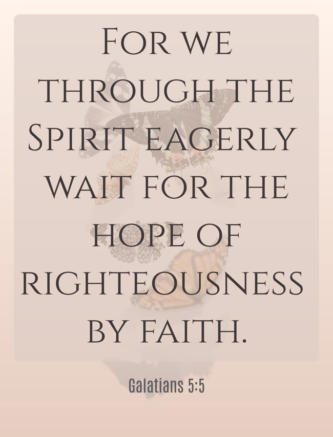  For we through the Spirit eagerly wait for the hope of righteousness by faith.   - Galatians 5:5 