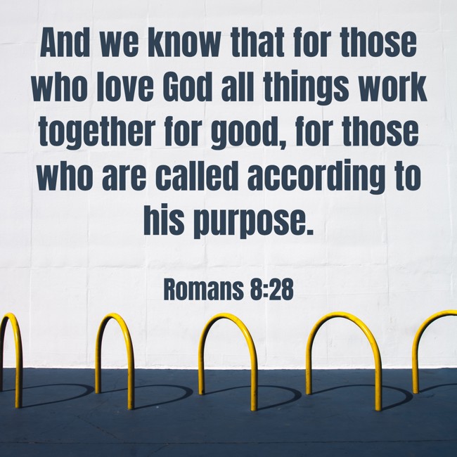 And we know that for those who love God all things work together for good, for those who are called according to his purpose. - Romans 8:28