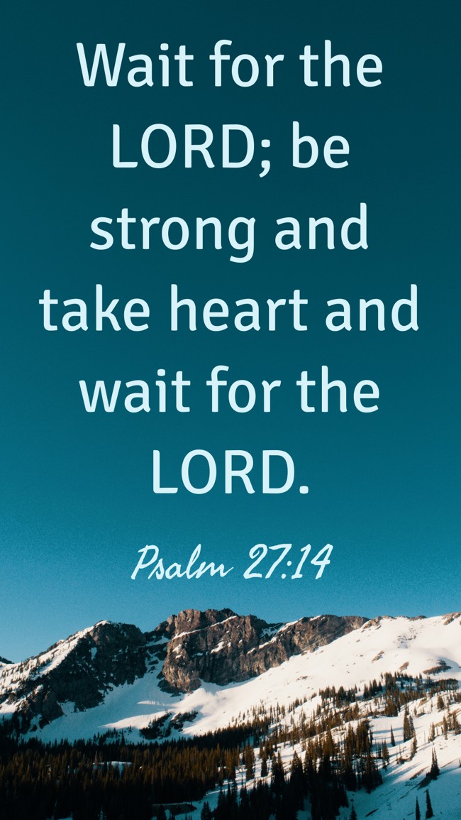 Wait for the LORD; be strong and take heart and wait for the LORD. - Psalm 27:14