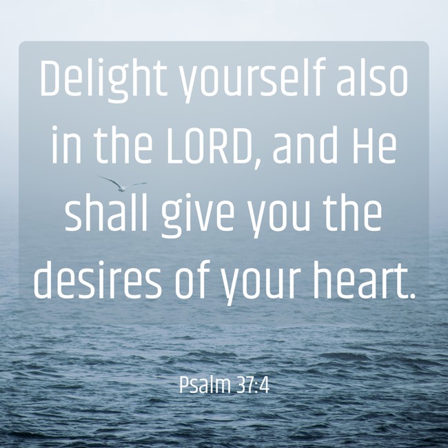 Delight yourself also in the LORD, and He shall give you the desires of your heart. - Psalm 37:4