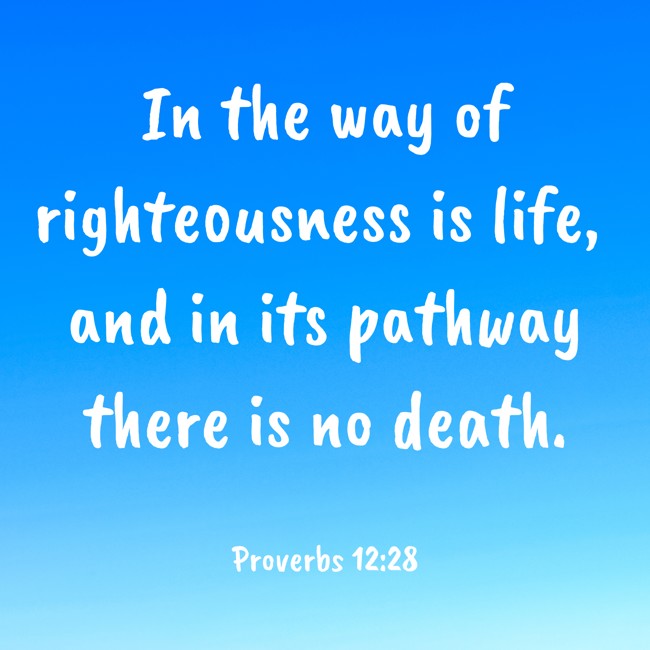  In the way of righteousness is life, and in its pathway there is no death.   - Proverbs 12:28 