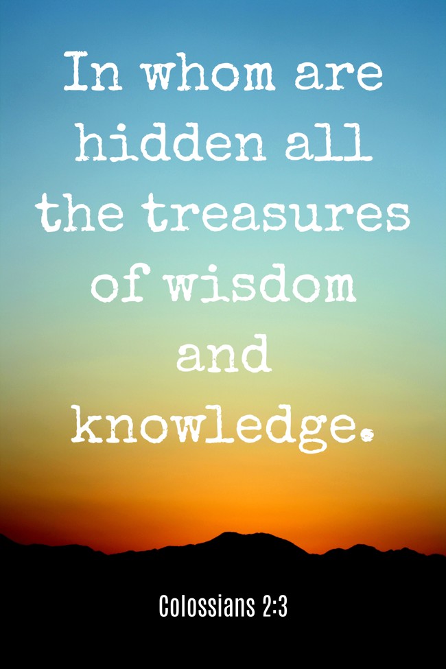 In whom are hidden all the treasures of wisdom and knowledge. - Colossians 2:3
